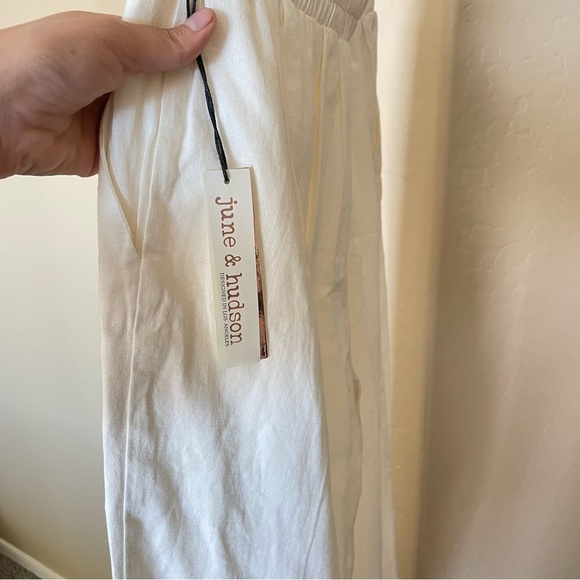 June & Hudson High Waist Linen Trouser Pants - Picture 4 of 7
